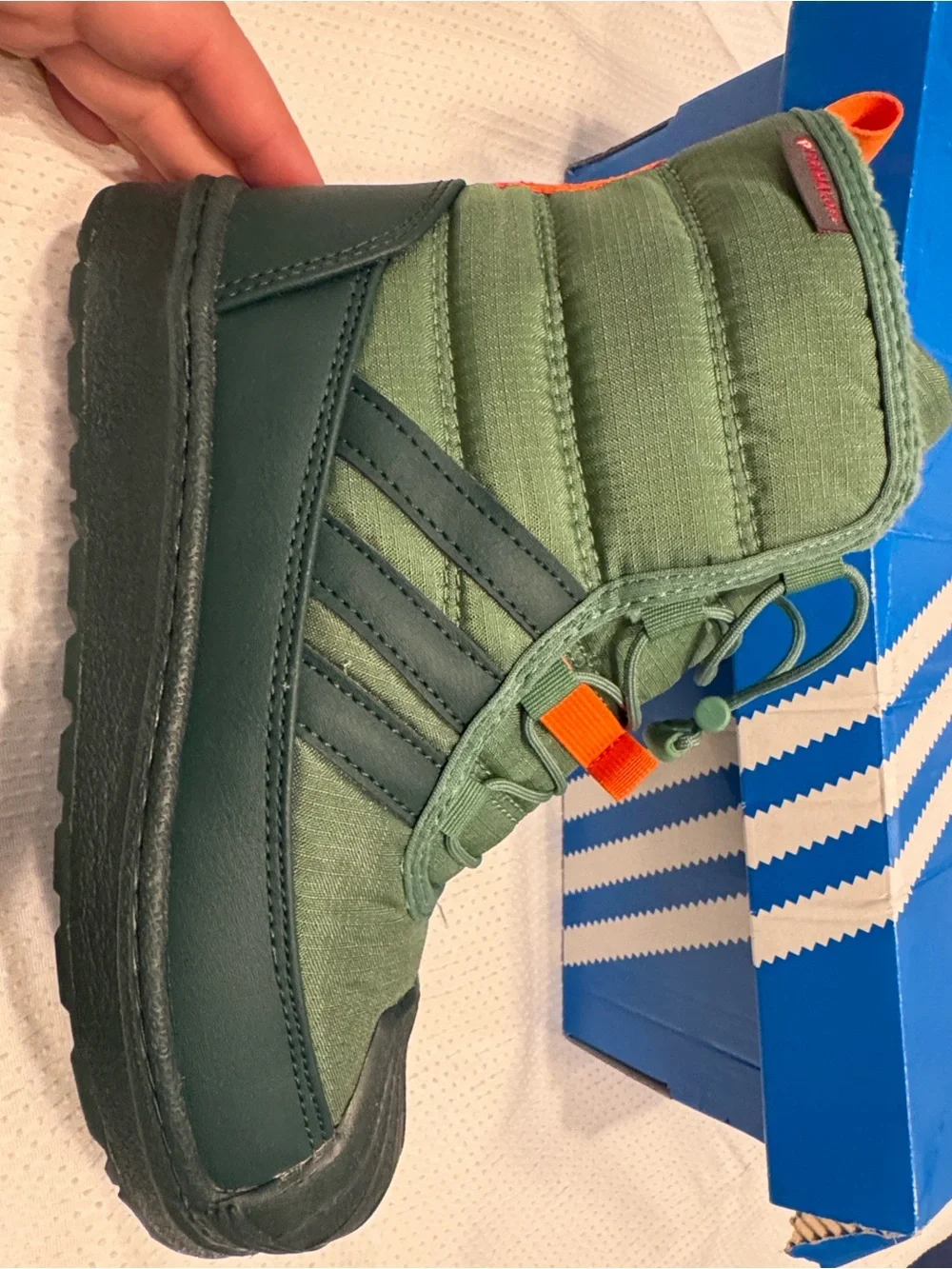 Adidas Superstar 360 PrimaLoft Insulated Winter Boots Green Orange Kids Size 3